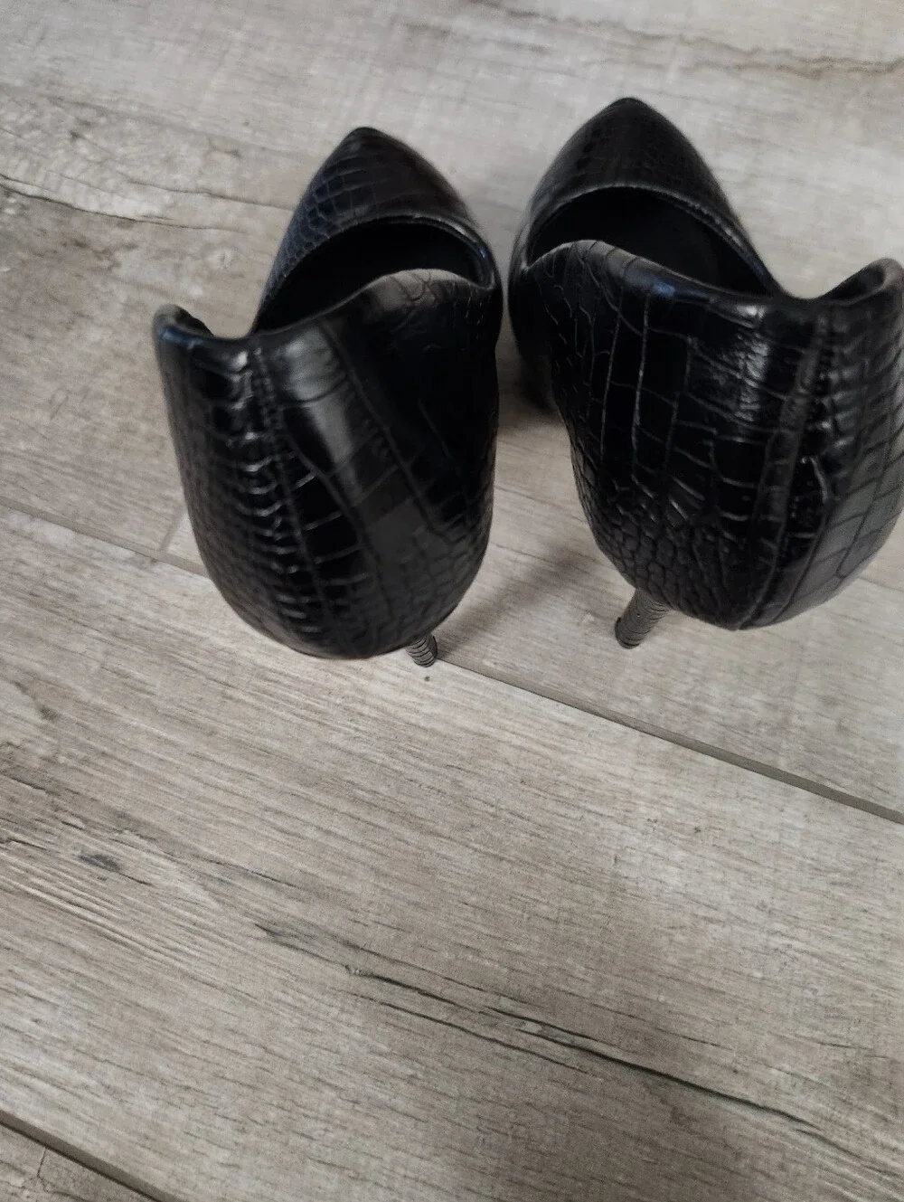 New Black Crocodile Print Stiletto Heels Platform Pumps US 9 / EUR 42